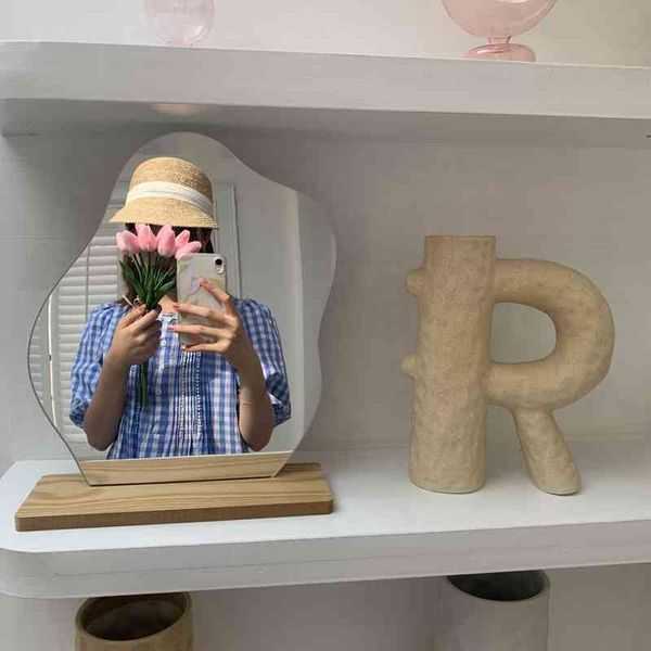 

self-made irregular deskmakeup korean wooden base dressing mirror special-shaped simple net red style