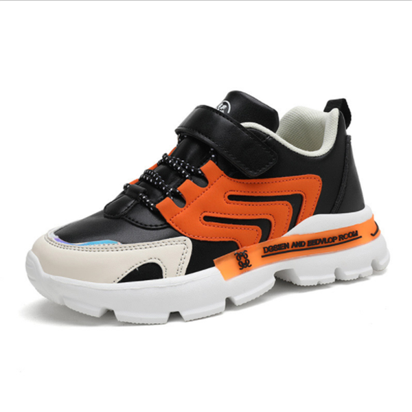 

spring and autumn children casual shoes boys leather waterproof sneakers child running temperament enfa athletic & outdoor, Black