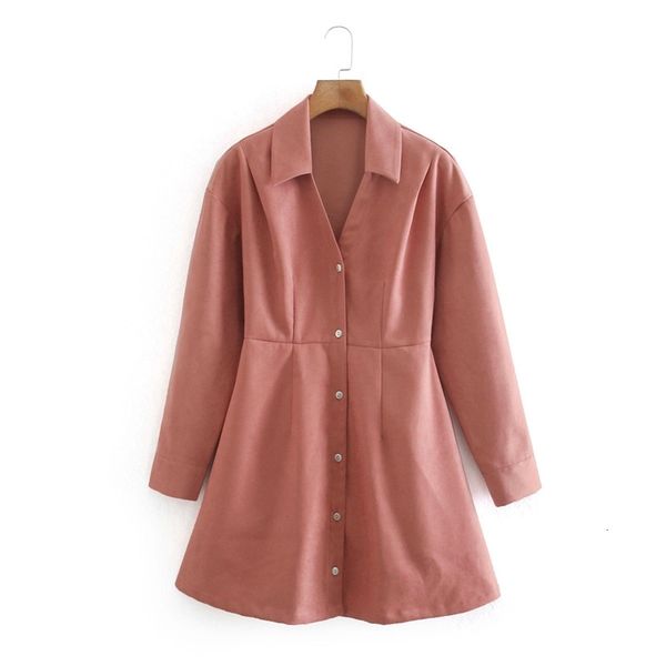 

casual dresses women autumn v-neck high waist za pink velvet mini dress female elegant sprint single breasted shirt chic kh2m, Black;gray