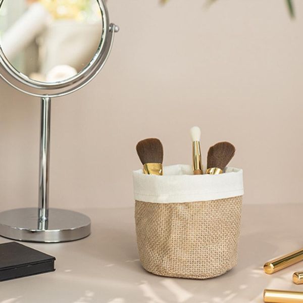 

retro style kraft paper/fabric flower basket deskstorage multifunction for home office decoration nw baskets