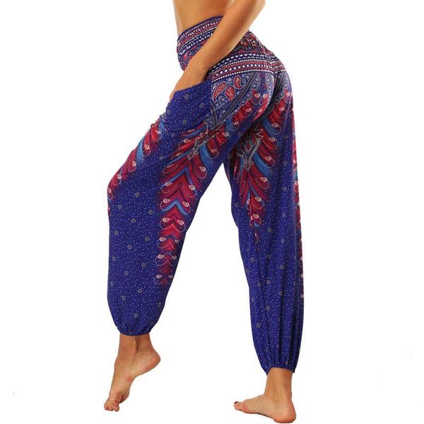 

women outfit yoga pants fitness trouser pocket sport bottom india style 3d printed vintage bloomers belly dance travel loose sweatpants, White;red