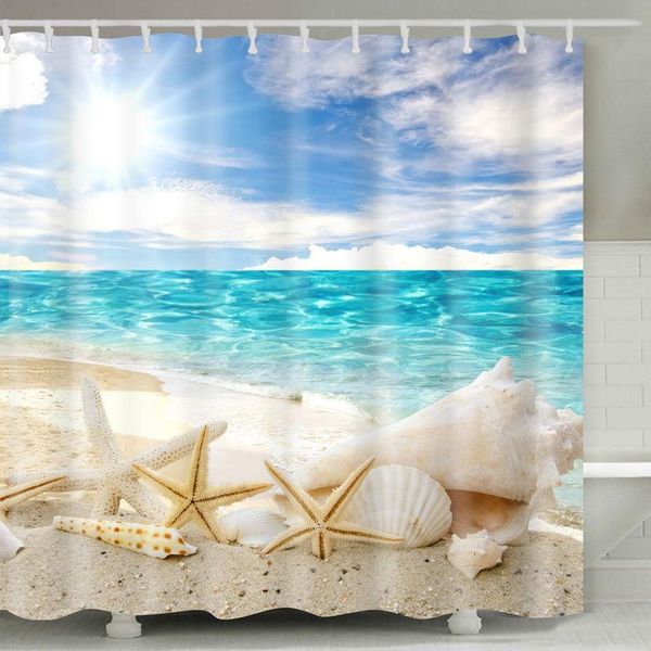 

surf beach patten waterproof shower curtain set with 8 hooks bathroom curtains 3jl673