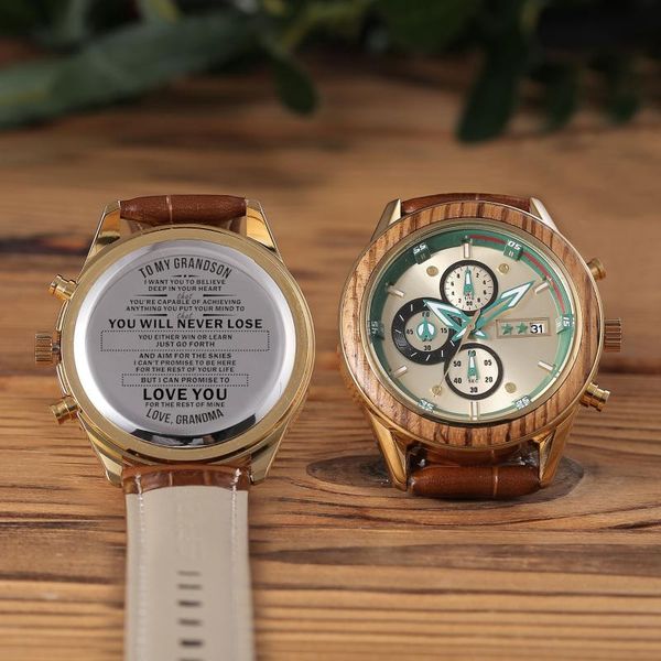 

wristwatches customized watch engrave your personalized logo on the back relogio masculino with grandsongifts, Slivery;brown