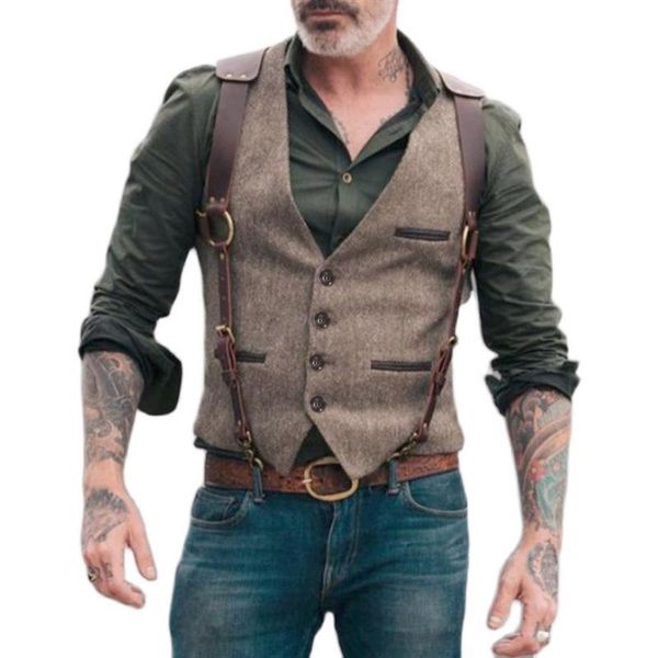 

men's vests men belt simple breasted casual buttons up jacket blazer waistcoat patchwork v-neck sleeveless, Black;white