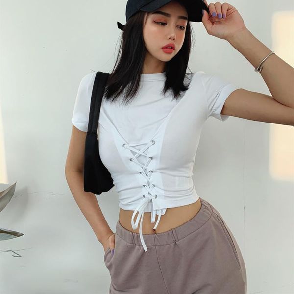 

two ways wear yoga workout shirt bind belt design held woman sport crop fitness women outfit