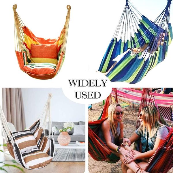 

outdoor pads portable hammock garden sports home travel camping swing cotton canvas stripe hang bed stable and comfortable