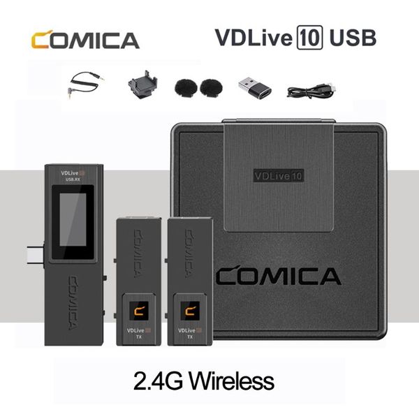 

microphones comica vdlive10 2.4g wireless microphone dual channel conference stereo usb versatile mic for smartphone dslr camera vdlive 10