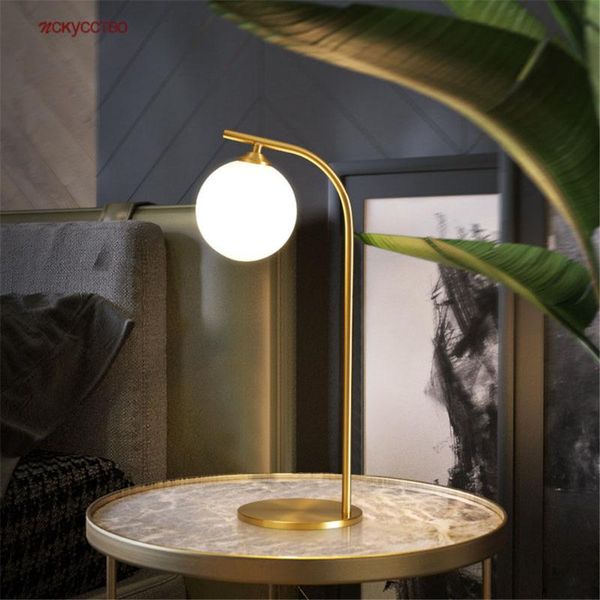 

table lamps american luxury brass body glass ball led lamp for living room office study postmodern loft decor desk standing lights