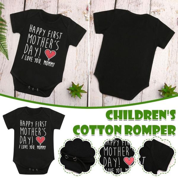 

rompers happy mother's day baby jumpsuits cotton born short sleeve months boy black children's one-piece suit, Blue