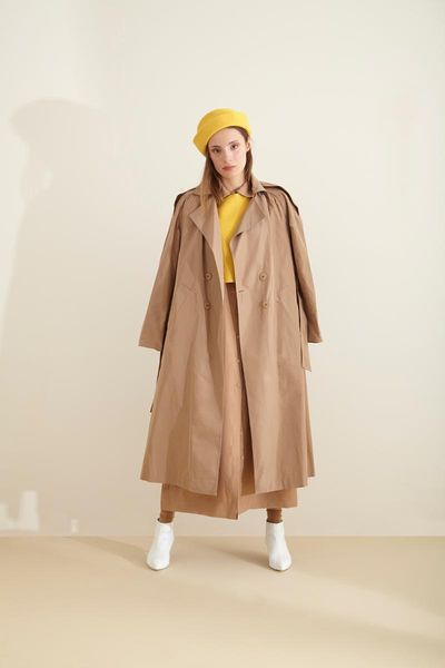 

women's trench coats camel women long 71090 clothing dress coat 2021 winter fashion, Tan;black