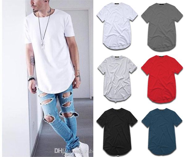 

fashion men's extended cotton t-shirt longline hip hop tee shirts wag harajuku rock tshirt homme streetwear t shirt tx145 rf, White;black