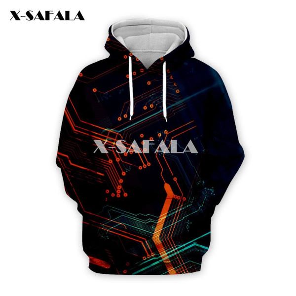 

electronic chip hip hop 3d all over print xs-7xl hoodie man women harajuku outwear zipper pullover sweatshirt casual unisex-2 men's hoo, Black