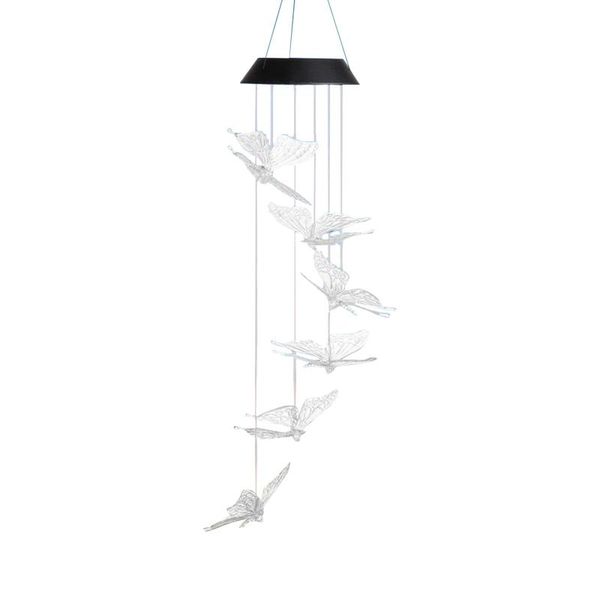 

decorative objects & figurines solar powered led wind chime transparent hummingbird color-changing waterproof party patio yard garden decor