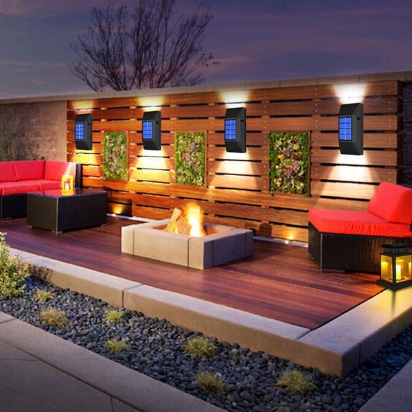 

outdoor wall lamps 2pcs solar light white led warm ip65 waterproof powered for garden decor street lamp