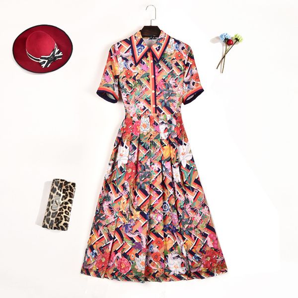 

runway dresses european and american catwalk high-quality sweet temperament printed waist pleated dress(s-3xl) 0rnb, Black