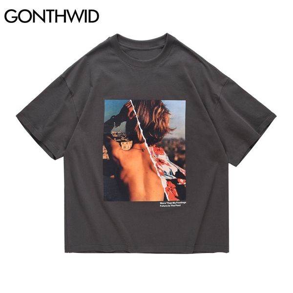 

streetwear tshirts creative girl print casual loose tees shirts hip hop harajuku short sleeve cotton 210602, White;black