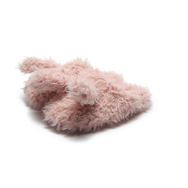 

autumn and winter soft cute long-eared indoor home slippers female warm non-slip wool cotton, Black