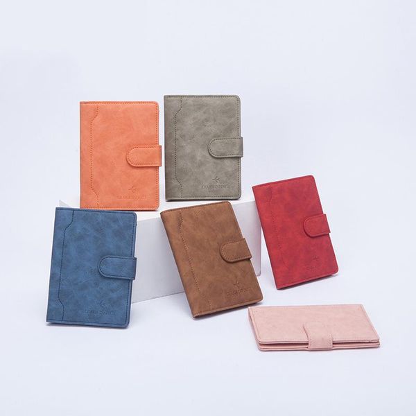 

card holders pu solid color anti-theft passport holder fashion and simple document bag ultra-thin multifunctional case 2021, Brown;gray