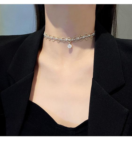 

chokers bohemian style necklace women's flat chain collar crystal zircon fish bone airplane, Golden;silver