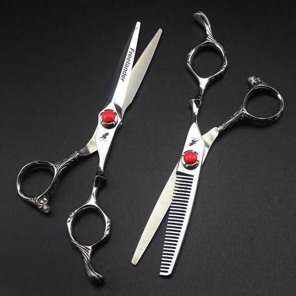 

6 inch hair cutting scissors shears with red diamond high-end professional extremely very sharp blades barber razor edge exclusive for senio