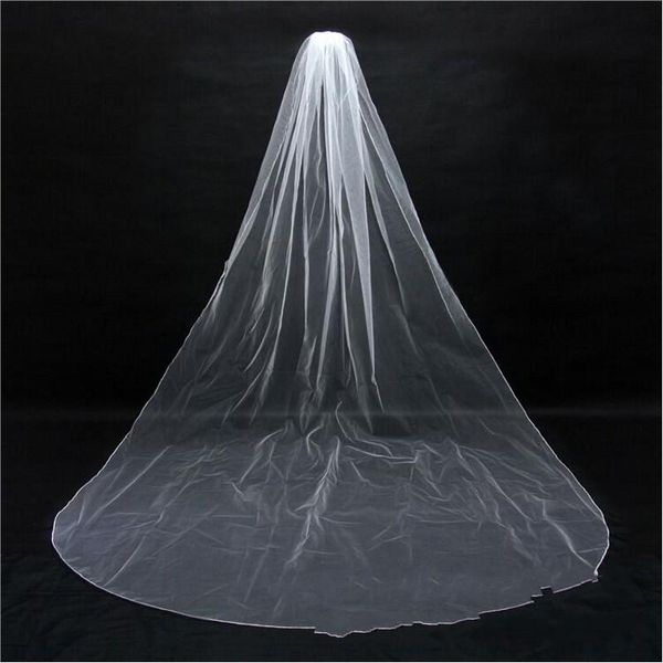 

bridal veils 3 m cathedral veil long one layer pencil edge bride wedding meters 2021 accessories, Black