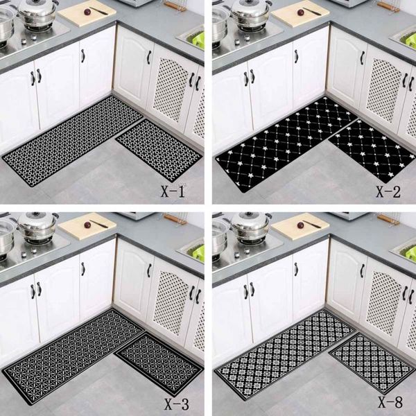 

cushion/decorative pillow 2pcs geometric kitchen mat anti-slip waterproof bathroom carpet home entrance door rug floormat hallway decoration