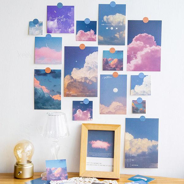 

10 sheets/pack junk journal moon cloud sky sunset poster poster card diy scrapbooking album wall refrigerator decoration card