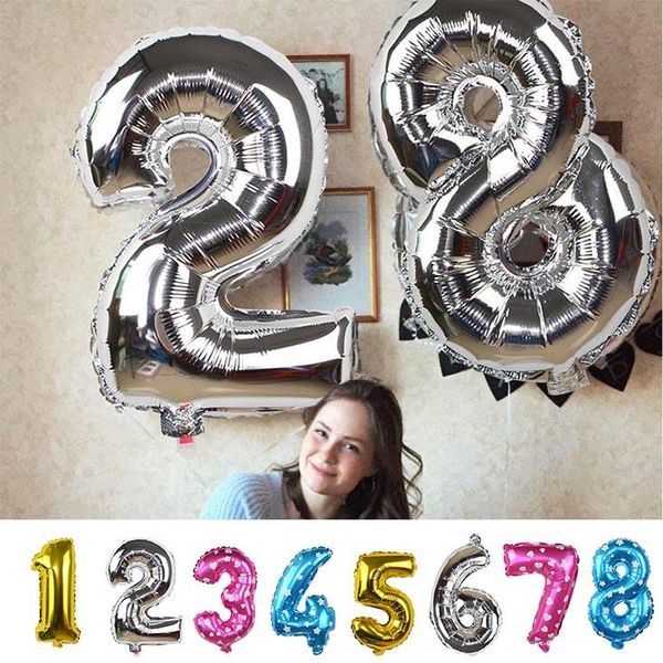 

party decoration 32inch gold/silver number foil balloons digit air ballons happy birthday wedding letter ballon event supplies