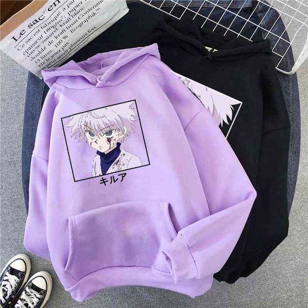

hunter x killua hoodie japanese anime womens hooded sweatshirt harajuku fun cartoon long sleeve casual overisze, Black