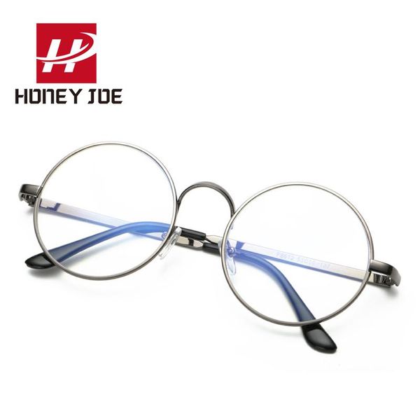 

fashion sunglasses frames retro round computer glass for women men oversized anti blue light uv400 metal frame clear lens blu-ray blocking e, Black