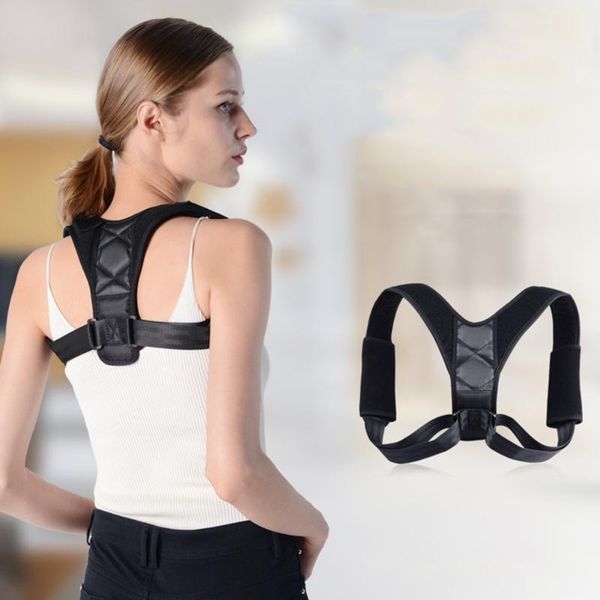

back support adjustable posture corrector simple invisible women men spine postural correctotion belt shoulder, Black;blue