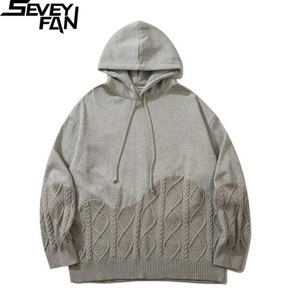 

men's hoodies & sweatshirts seveyfan harajuku sweater patchwork black gray knitwear for couples