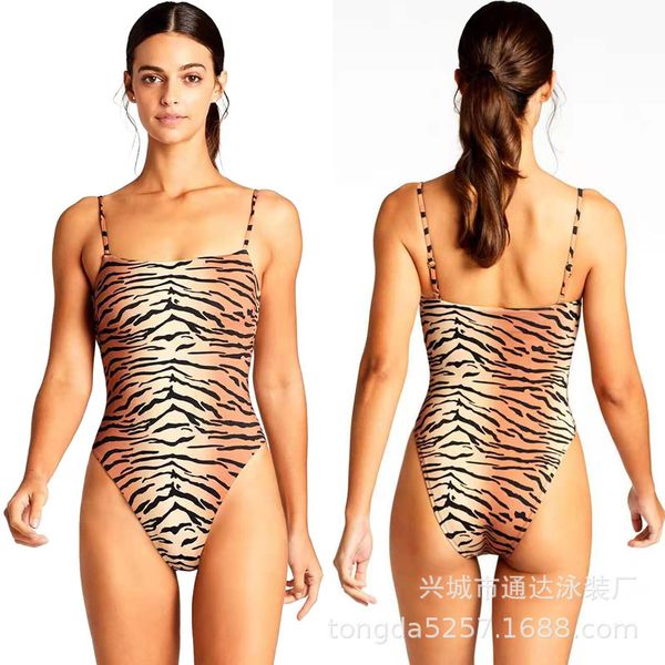 

avant-garde swimsuit for women 2021 tiger open back printed one piece, White;black
