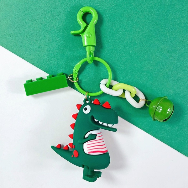 

creative cute cartoon glue dropping dinosaur diy car metal key ring female bags pendant accessories, Slivery;golden