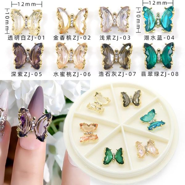 

manicure jewelry crystal butterfly metal trinket nail decoration diamond bow art decorations, Silver;gold