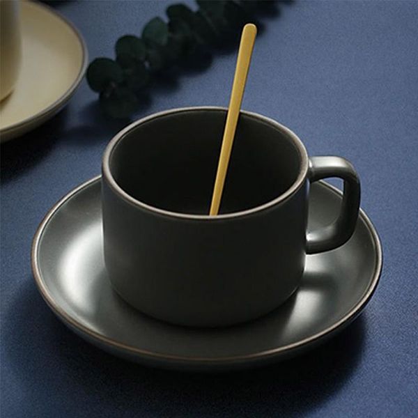 

cups & saucers 1set water cup light luxury ceramic coffee disc home suit minimalist office afternoon tea with spoon
