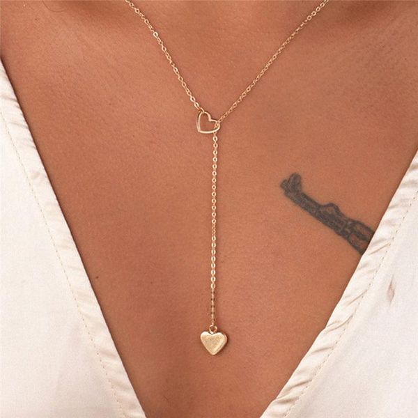 

fashion trendy jewelry copper heart chain link necklace gift for women girl pendant necklaces, Silver