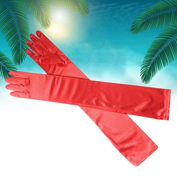 

fingerless gloves long finger elbow sun protection party costume fashion black red white women sunscreen elastic ceremonial, Blue;gray