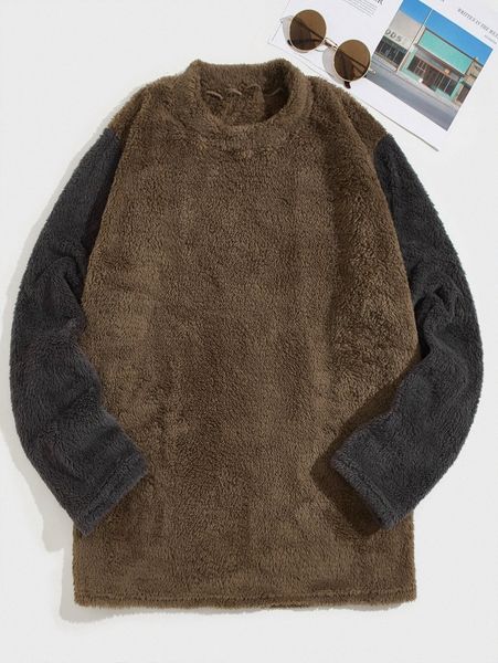 

men contrast panel teddy lounge w3qq#, Black;brown