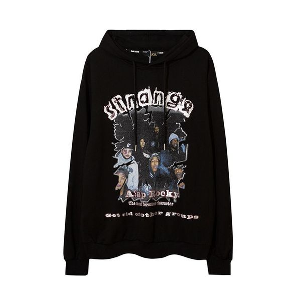 

ins high street fashion brand rap avatar large hoodie men's dark oversized pullover hoodie fashion, Black