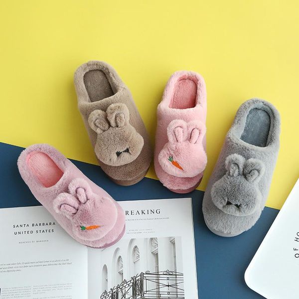 

women slippers winter warm plush shoes cute home ladies casual indoor floor 2021 female footwear mtx81, Black