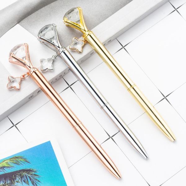 

ballpoint pens diamond metal stationery for girls fashion creative school supplies personalized gift pen custom, Blue;orange