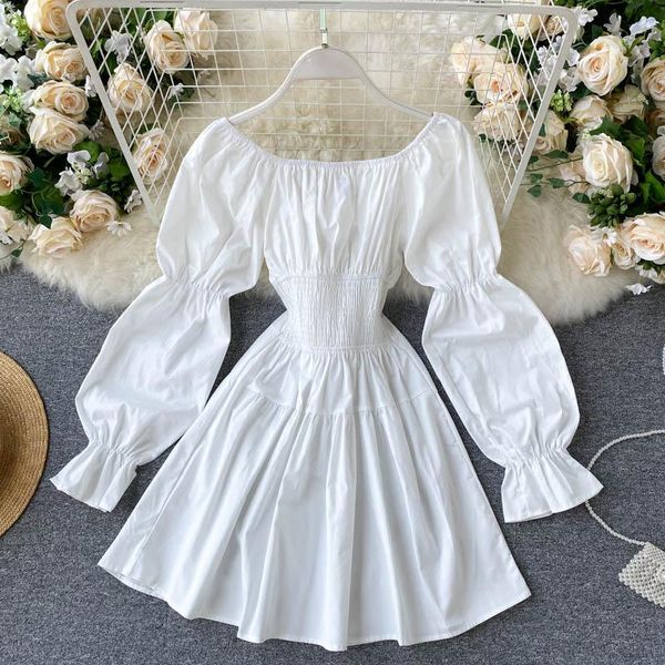 

france lace white embroidery women dress vintage waist bandage tie cross dresses fashion ruffles vestidos casual, Black;gray