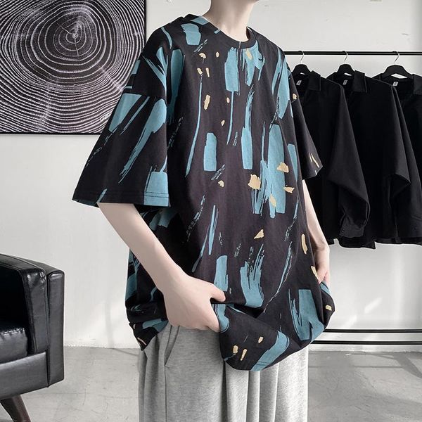 

men's t-shirts 2021 summer homme tshirt tie-dye t-shirt cotton streetwear hip hop print o-neck men casual male tees s-3xl, White;black