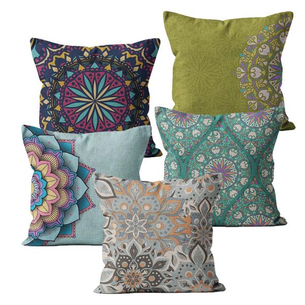 

cushion/decorative pillow mandala cushion cover boho style pillowcase 40*40 45*45 sofa car throw datura flower decorative green cases home