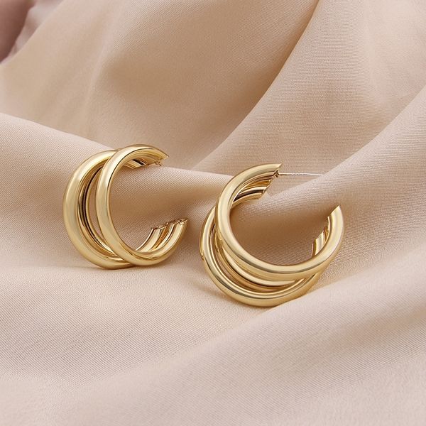 

yqQi metal stud female simple and temperament cool personality fashion metal circle female simple circle and earrings temperament cool pers, Golden;silver