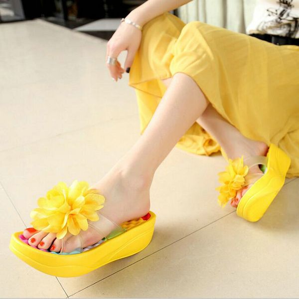 

slipper summer platform flip flops slippers women's sandals fashion flower rtg6 shoes 53ie, Black