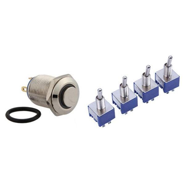 

smart home control 1 pcs 12mm 3v red led momentary on/off push buttons switch & 4 ac 6a 125v 2 position 6pins mini toggle