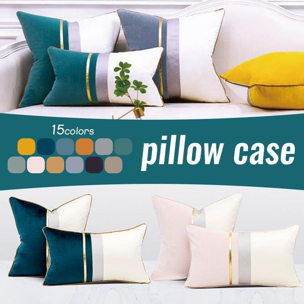 

cushion/decorative pillow nordic style simple geometric striped patchwork velvet cushion cover sofa living room home car decorations throw c