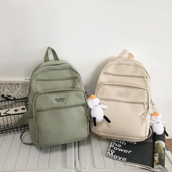 

backpack nylon waterproof fashion man trend solid color school bags for boys anti-theft lappurse women